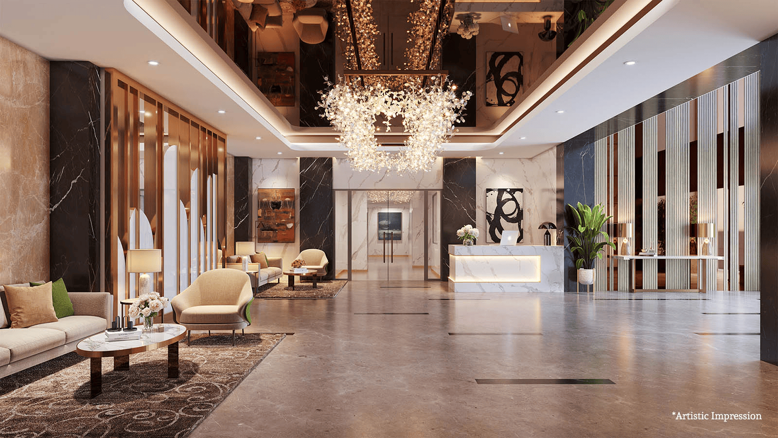 Elegant design luxury bedroom Lamborghini Residences Sector 71